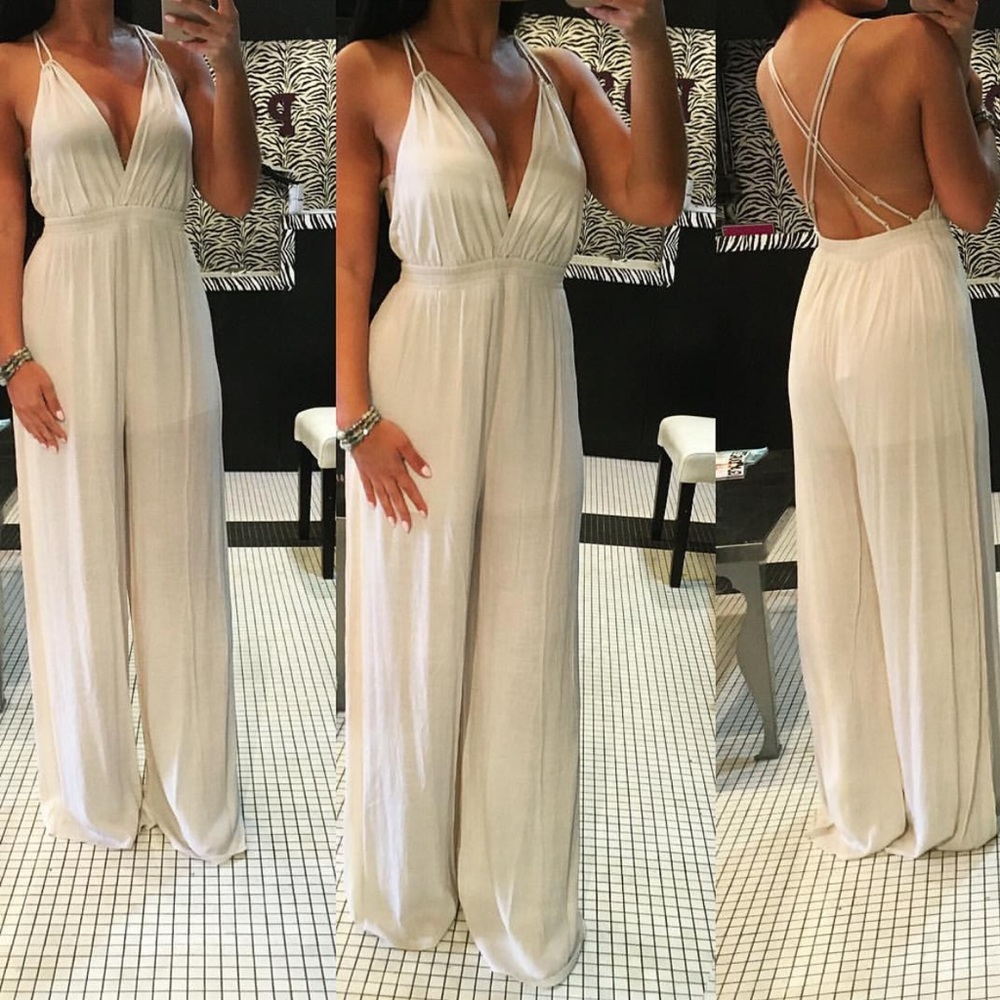 Lush jumpsuit cream color size small